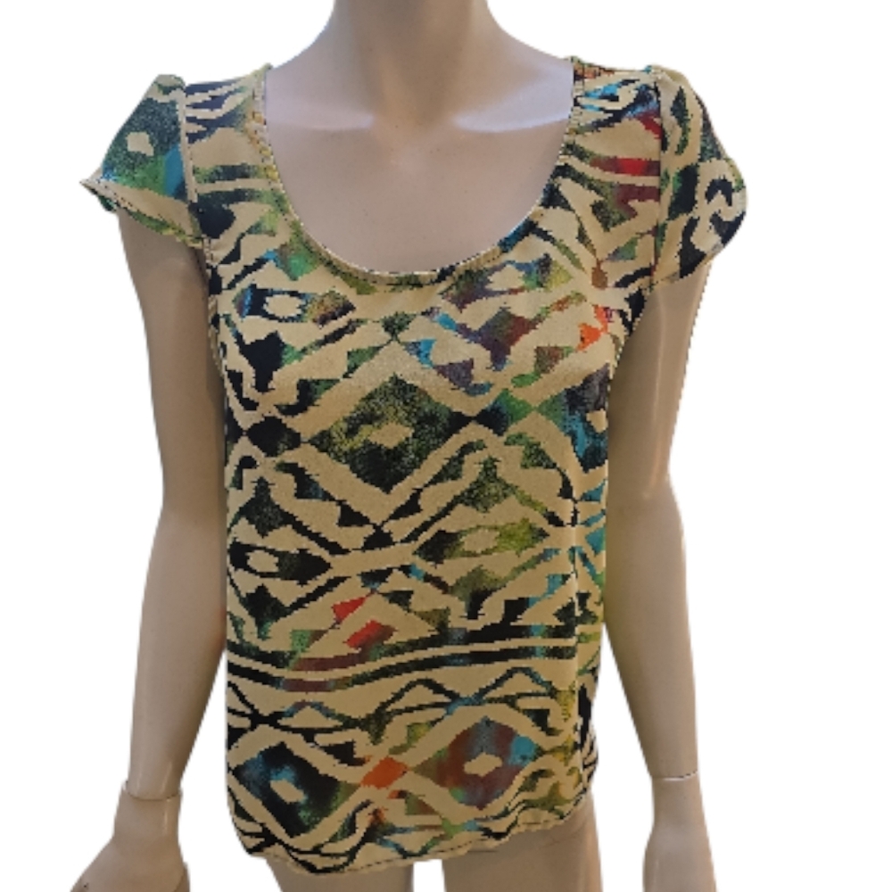 Pink Rose Multicolor Geometric Women's Blouse